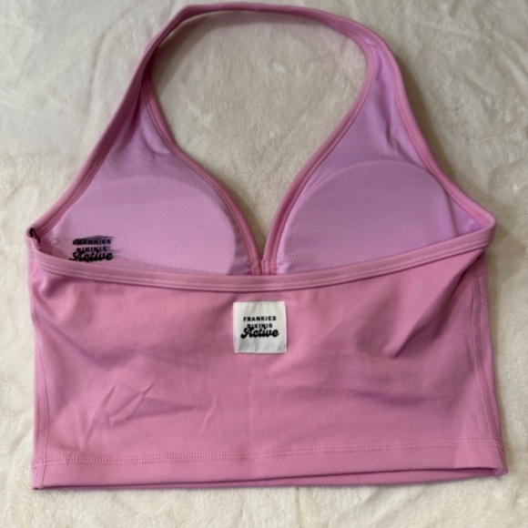 New! Frankies Bikinis Active Lively Halter Sports Bra pink 31039 - Picture 10 of 13